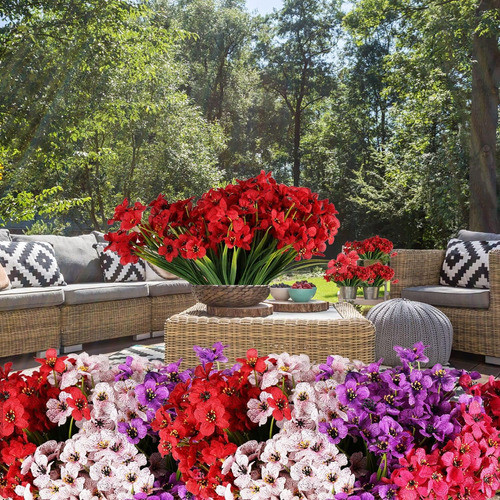 Taomika 20 Paquetes Flores Artificiales Al Aire Libre A Uv, 1