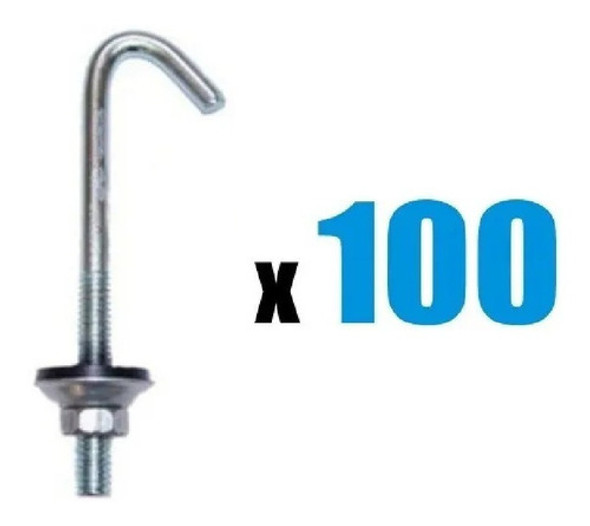 Ganchos J Completo Para Techo / Chapa 1/4 X 90 Mm X 100 Unid 1