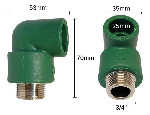 Codo 25 X 3/4 Rosca Macho Fusion Verde Tubofusion Caja X30u 1