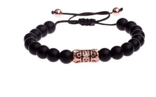 Oro Circonita 8mm Piedra Natural Trenzada Cuerda Hombres Pul 0