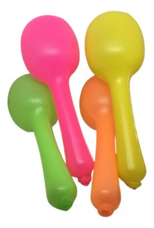 Maracas Flúor De Plástico Carnaval Carioca Cotillón X 20 1