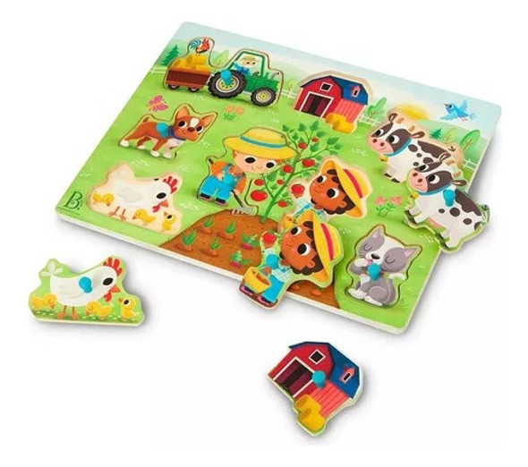 Rompecabezas Farmer & Farm Animal Madera Con Agarre Battat 1