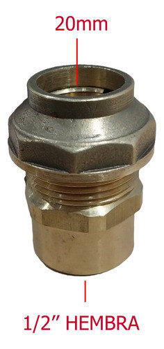 Racor Acople Plomo Plastico 20mm Rosca Hembra Bronce Bz 1