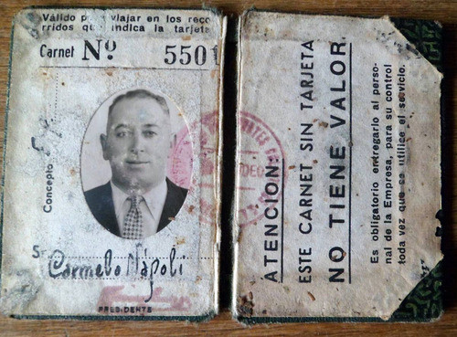 Antiguo Carnet Libre Transito Cutcsa 1952 1