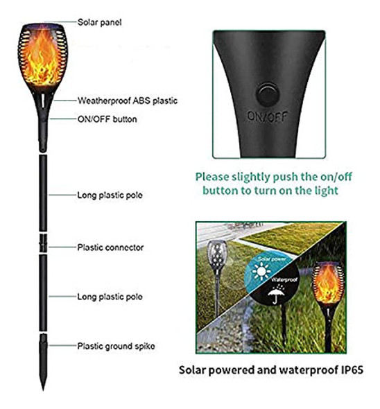 Luces Solares Antorchas Efecto Flama Jardin Decoración X2 1