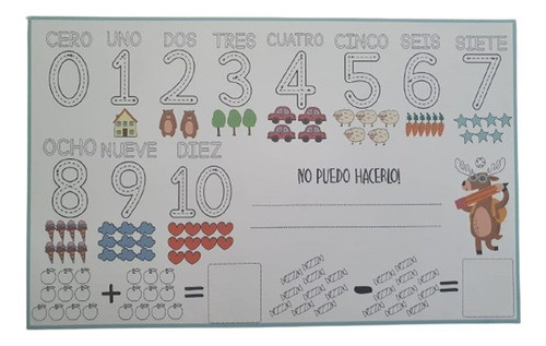 Individual Lavable Coloreable Numeros Juguetes Para Pintar 0