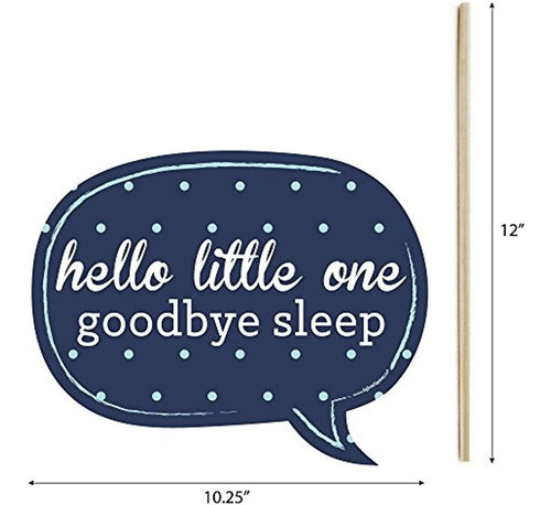 Divertido Azul Y Plata Hello Little One Boy Baby Shower Phot 0