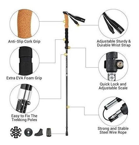 Bastones De Senderismo Aluminio Ligero De Bloqueo Rapido 1