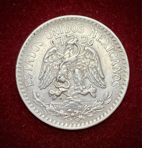 Moneda 50 Centavos Mexico 1937 Km 447 Plata 0.720 0