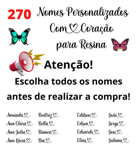 270 Nomes Ou Palavras Personalizadas Resina Transparência 0