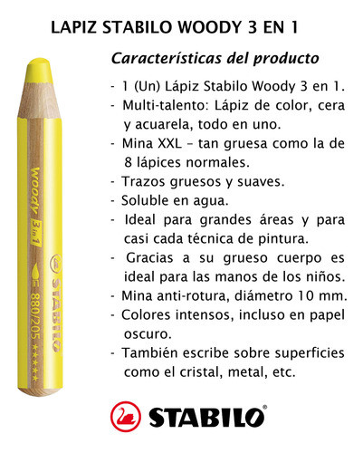 1 Lápiz Stabilo Woody 3 En 1 Acuarelable A Base De Agua 1
