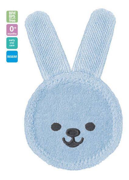 Luva Luvinha Cuidado Oral Infantil Care Rabbit Azul Mam ® 0