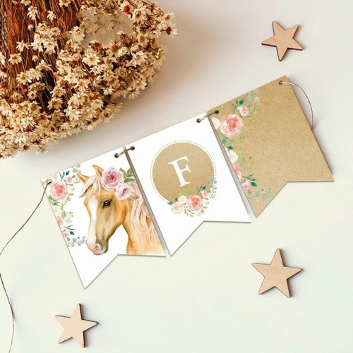 Banderín Personalizado Para Cumpleaños. Caballos. Spirit 0