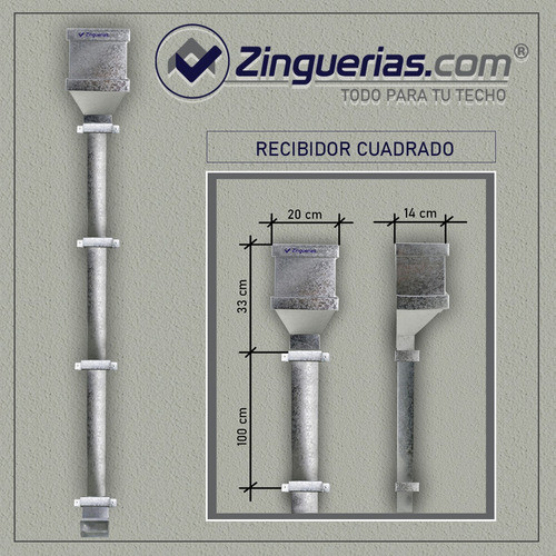 Combo Kit Bajada P/ Techo Desague Pluvial Galvanizado 5 Mts 1