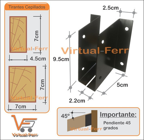 Soportes Para Vigas Y Tirantes De Madera 2x3 Y 3x3 A 45º 1