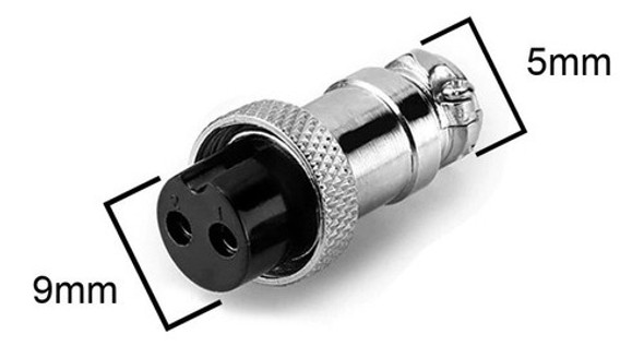 5 Plug Conector Metálico Mike Gx12 Fêmea 3 Pinos 1