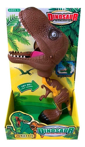 Dinosaurio Cabezón Mordelón 25cm Con Luz Y Sonido - 11363 0