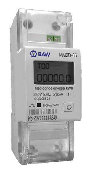 Medidor Consumo Digital Baw Monofasico 65a Riel Din 0