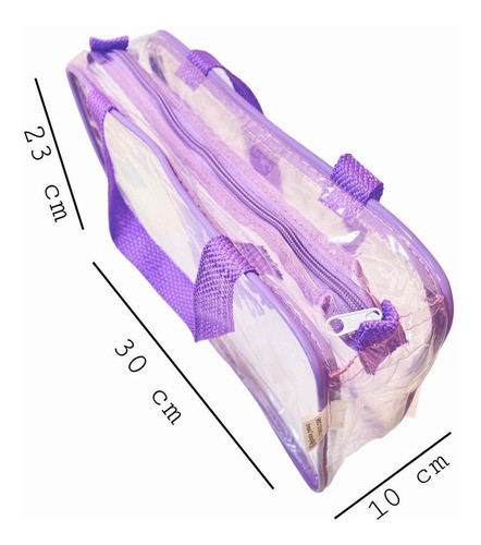 Kit Com 3 Necessaire Tamanhos Diferentes Transparente Lilás 1