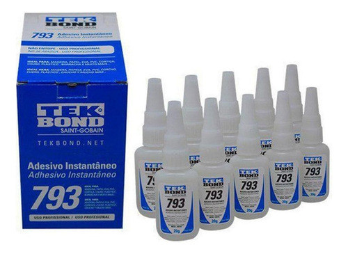 Kit C/ 10 Cola Instantânea Tekbond 793 Multiuso 20g 1