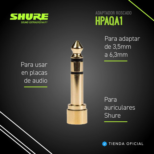 Adaptador Roscado Shure Hpaqa1 Para Auriculares 3,5 A 6,3mm 1