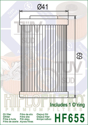 Filtro Aceite Hiflo Hf655 Husaberg 250 450 Husqvarna Fe Fc 1