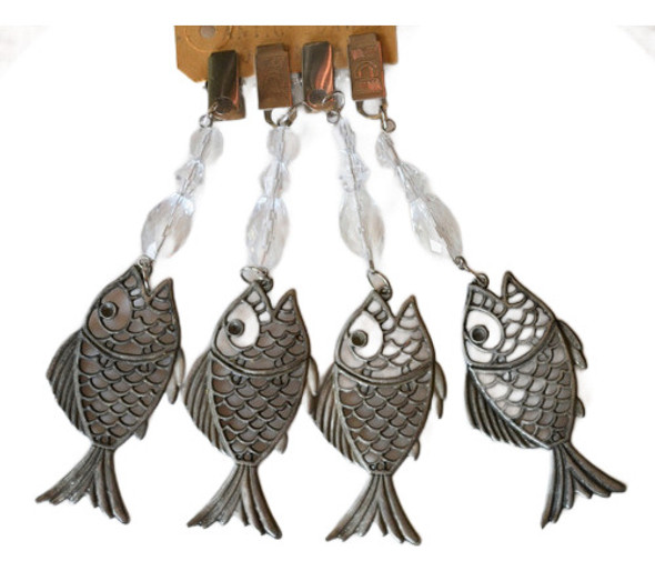 Set 4 Pesas Sujeta P/mantel Pez Metal Plata Envejecido 0 Set 4 Pesas Sujeta P/mantel Pez Metal Plata Envejecido 0