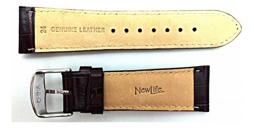 Correa De Reloj De Cuero Genuino Marrón Oscuro De 0.945 i. 1