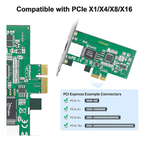 10 Gtek Intel I210 Chip 1 G Gigabit Ethernet / Tarjeta 1