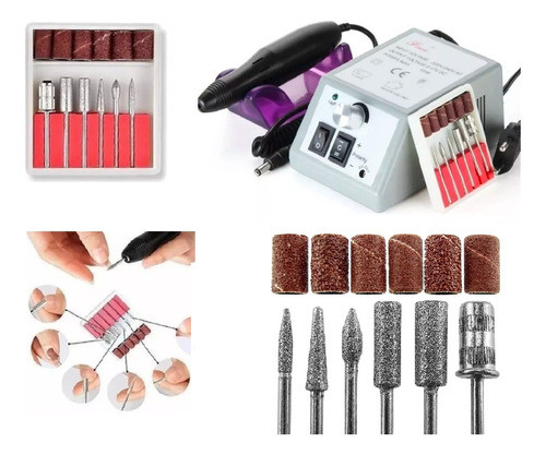 Torno Eléctrico Profesional Manicuría Kit De Fresas 0
