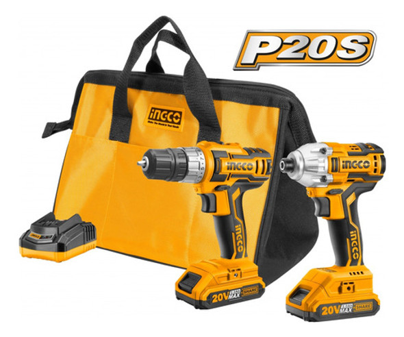 Kit Atornillador De Impacto 20v + Atornillador 20v Ingco P20 0