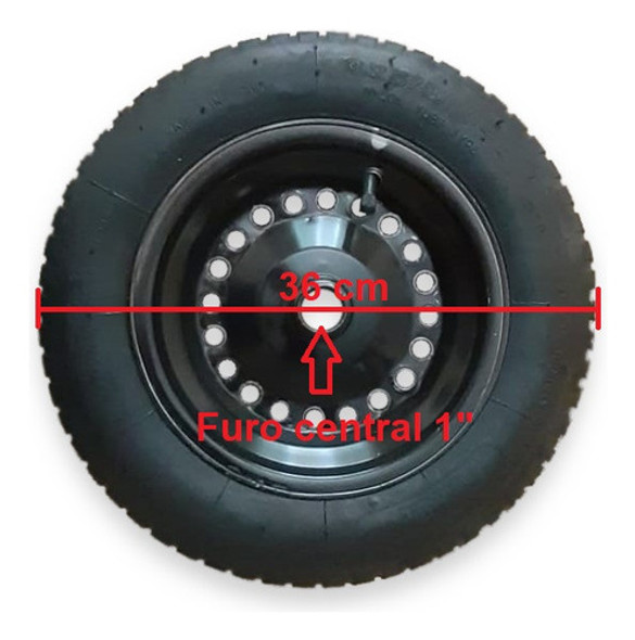 Roda C/ Pneu E Câmara S/ Rolamento 3,25x8 Carriola Metalpama 1