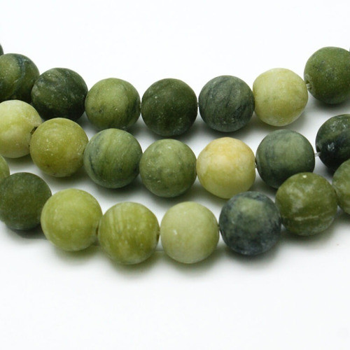 Tira De Piedra Natural Jade Taiwán Verde Oliva Opaco 8mm 1