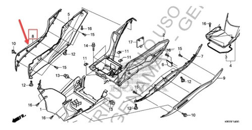 Bagueta Lateral Derecho Rojo Honda Elite 125 2018 Genamax 1