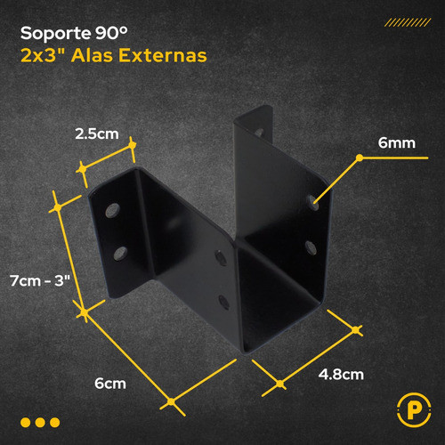 Soporte De Viga 2x3 + Tarugo 10mm + Tirafondo Tirante Madera 1