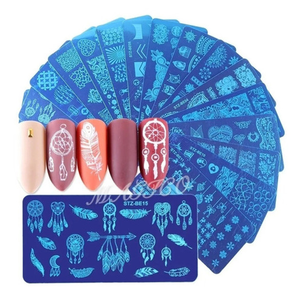 Kit X7 De Stamping Placa Sello Esmaltes Uñas Decoración Nail 1 Kit X7 De Stamping Placa Sello Esmaltes Uñas Decoración Nail 1