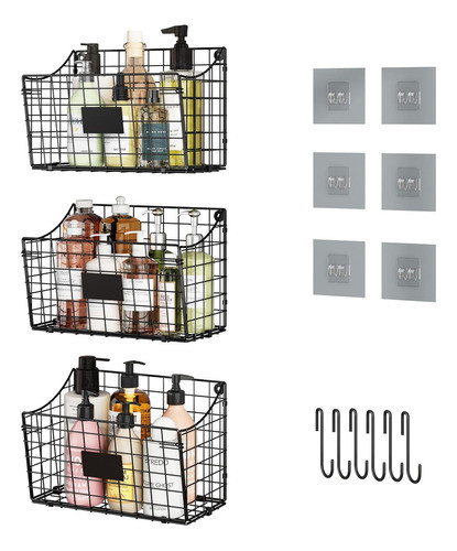 Cesta De Papelera Montada Pared 5 Ganchos 3 Placa De Et... 0