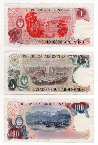 Argentina Lote 3 Billetes Pesos Argentinos Misma Numeracion 1