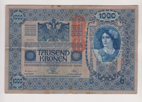 Billete Austria 1.000 Coronas Año 1902 Bueno + 0