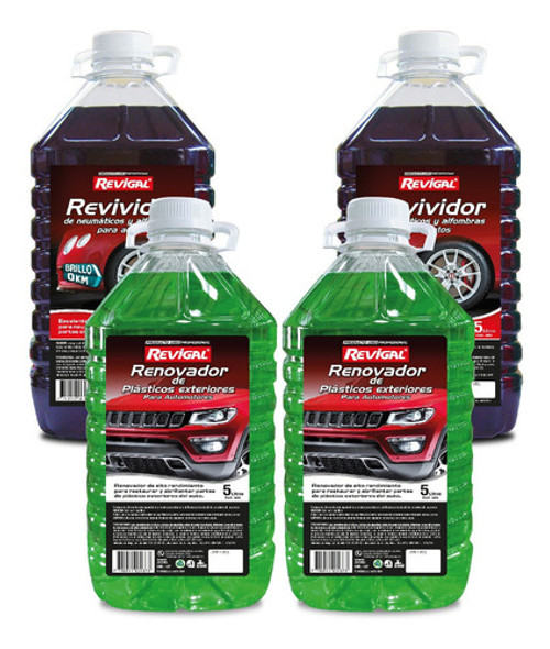Kit-4  2revividores Y 2 Renovador Plasticos Exterior Revigal 0 Kit-4  2revividores Y 2 Renovador Plasticos Exterior Revigal 0