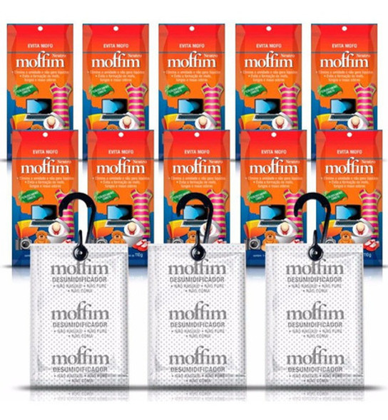 Kit Com 10 Moffim Antiumidade Cabide 110g Anti Mofo E Odores 1