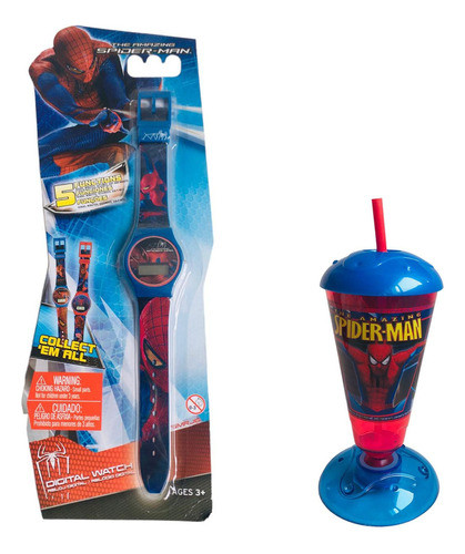 Spiderman Digital Watch Reloj De Pulsera + Vaso Pendular 0