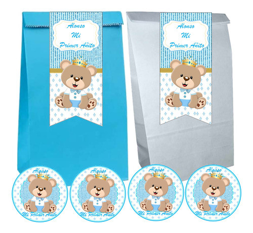 Cotillon Personalizado Osito Rey Para 15 Chicos 1