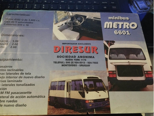 Minibús Metro Folleto Catálogo Bus Original Colección Impres 1