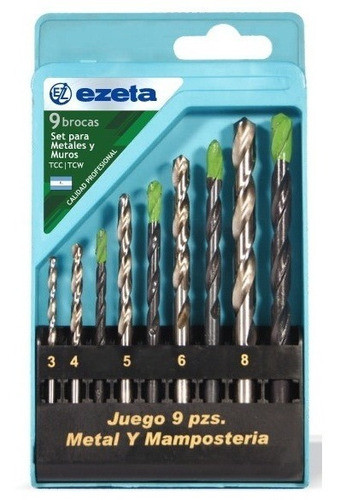 Juego Mechas 9 Combinadas Unidades Ezeta De 3,0 A 8mm Broca 0