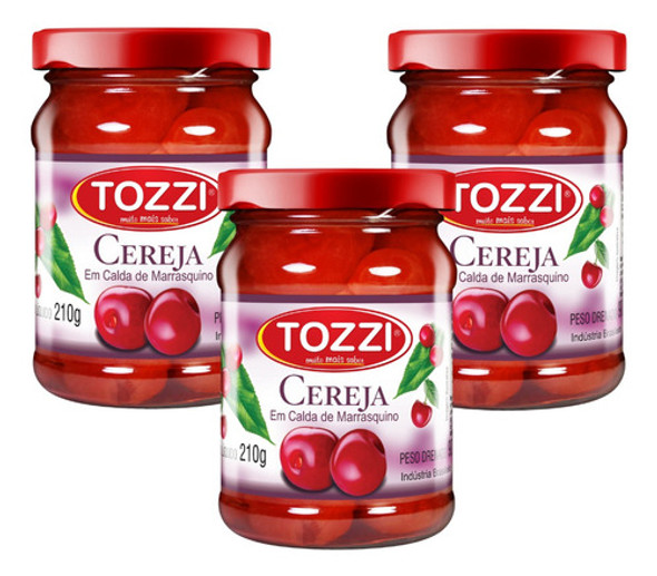 Kit 3 Cereja Em Calda Marrasquino Tozzi 210g 0
