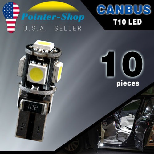 10 X Bombillas De Coche De Luz Led Blanco T10 Cuña Canbus Er 1