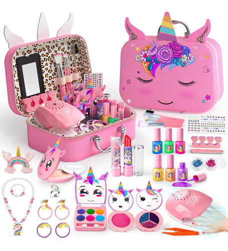 Kit De Maquiagem Massiuve Kids For Girl Com Estojo De Unicór 0