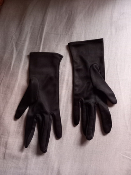 Par De Guantes Jersey De Seda Negro M 1