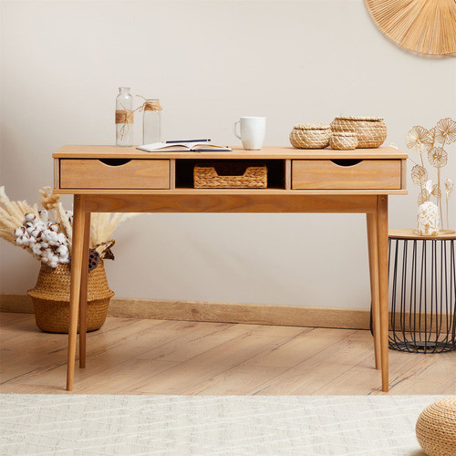 Mesa Escrivaninha Retro Madeira 2 Gavetas Stefano Rústico 0